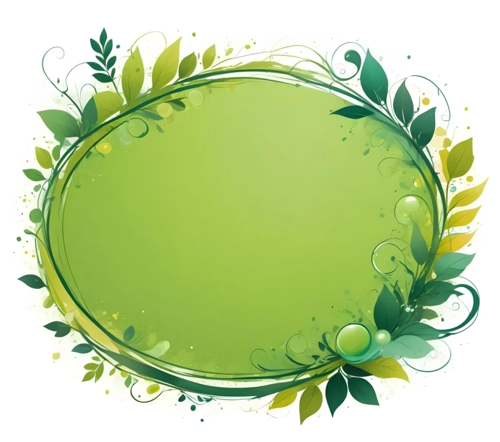 Digital Painting An Oval Frame With A Green Gradient Background Decorated With Green Swirls Leaves And Colorful Bubbles Creating A Vibrant And Nature Inspired Design Bold And Slim Lines Brush Strokes 43 Aa9e