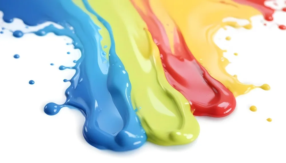 Digital Painting Four Colorful Paint Strokes Of Blue White Red And Yellow Dripping Down On A White Surface Vibrant Colors High Detail Studio Shot Bold And Slim Lines Brush Strokes 12 8f1d