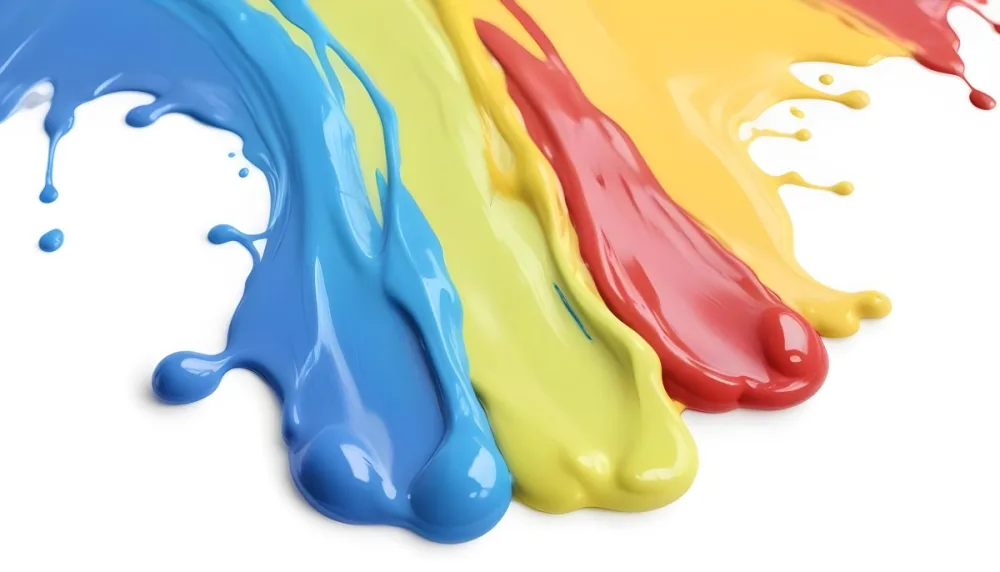 Digital Painting Four Colorful Paint Strokes Of Blue White Red And Yellow Dripping Down On A White Surface Vibrant Colors High Detail Studio Shot Bold And Slim Lines Brush Strokes 18 9c10