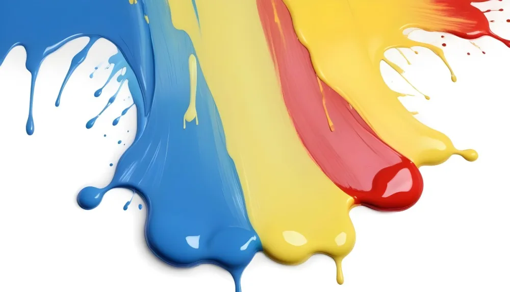 Digital Painting Four Colorful Paint Strokes Of Blue White Red And Yellow Dripping Down On A White Surface Vibrant Colors High Detail Studio Shot Bold And Slim Lines Brush Strokes 6 3862