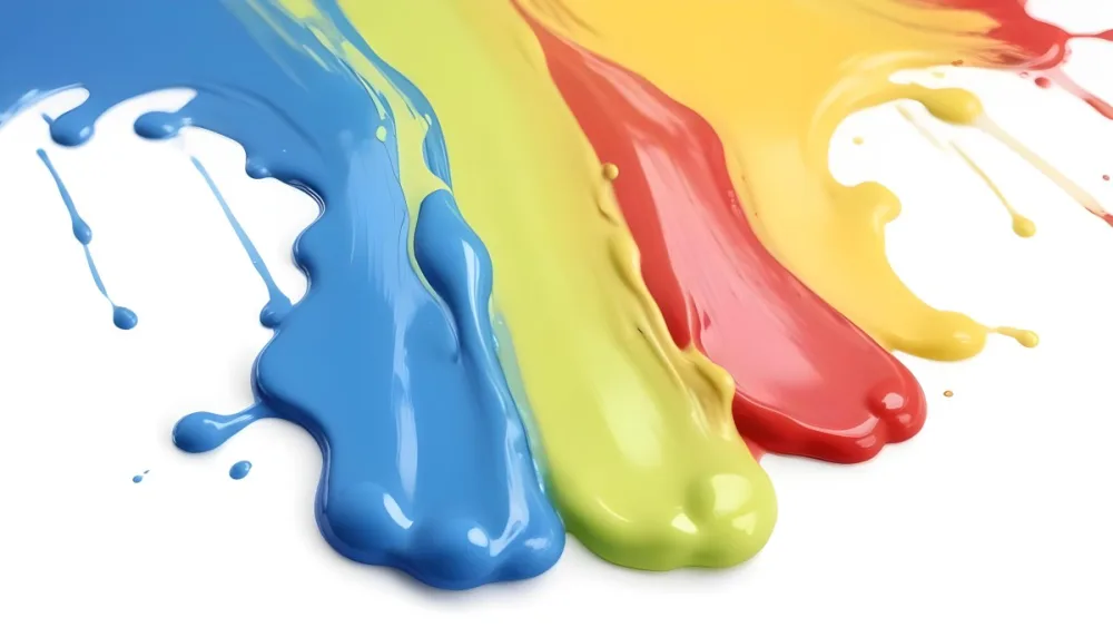 Digital Painting Four Colorful Paint Strokes Of Blue White Red And Yellow Dripping Down On A White Surface Vibrant Colors High Detail Studio Shot Bold And Slim Lines Brush Strokes 7 5219