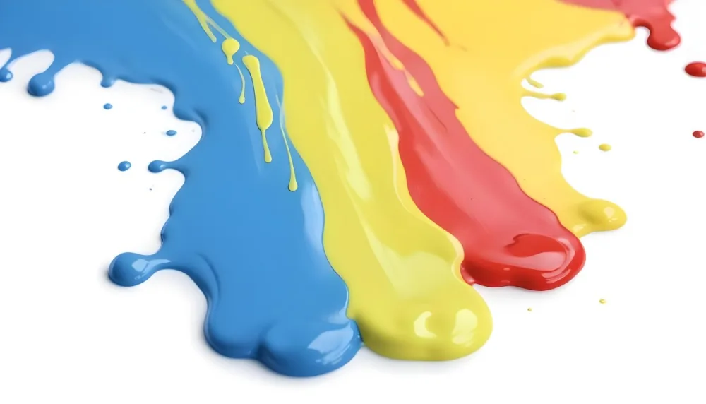 Digital Painting Four Colorful Paint Strokes Of Blue White Red And Yellow Dripping Down On A White Surface Vibrant Colors High Detail Studio Shot Bold And Slim Lines Brush Strokes 8 F47e