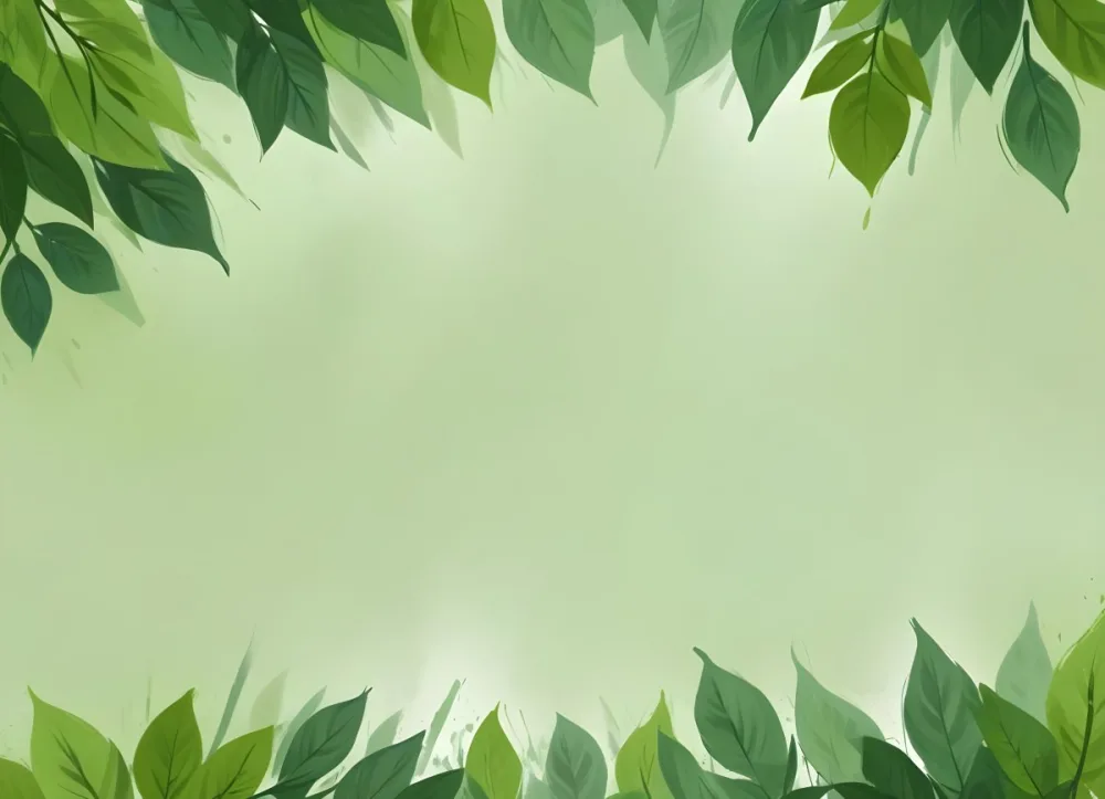 Digital Painting Green Leaves At The Top With A Soft Green Background And A Hint Of Grass At The Bottom Bold And Slim Lines Brush Strokes 13 C326