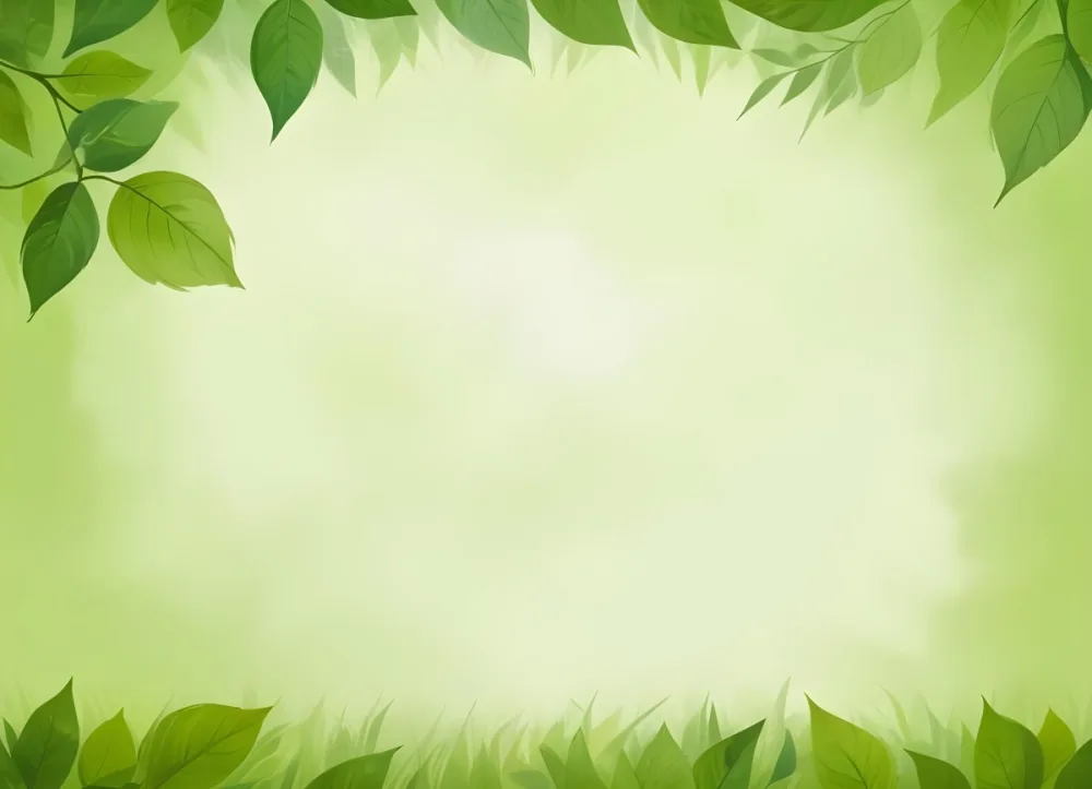 Digital Painting Green Leaves At The Top With A Soft Green Background And A Hint Of Grass At The Bottom Bold And Slim Lines Brush Strokes 35 F00e