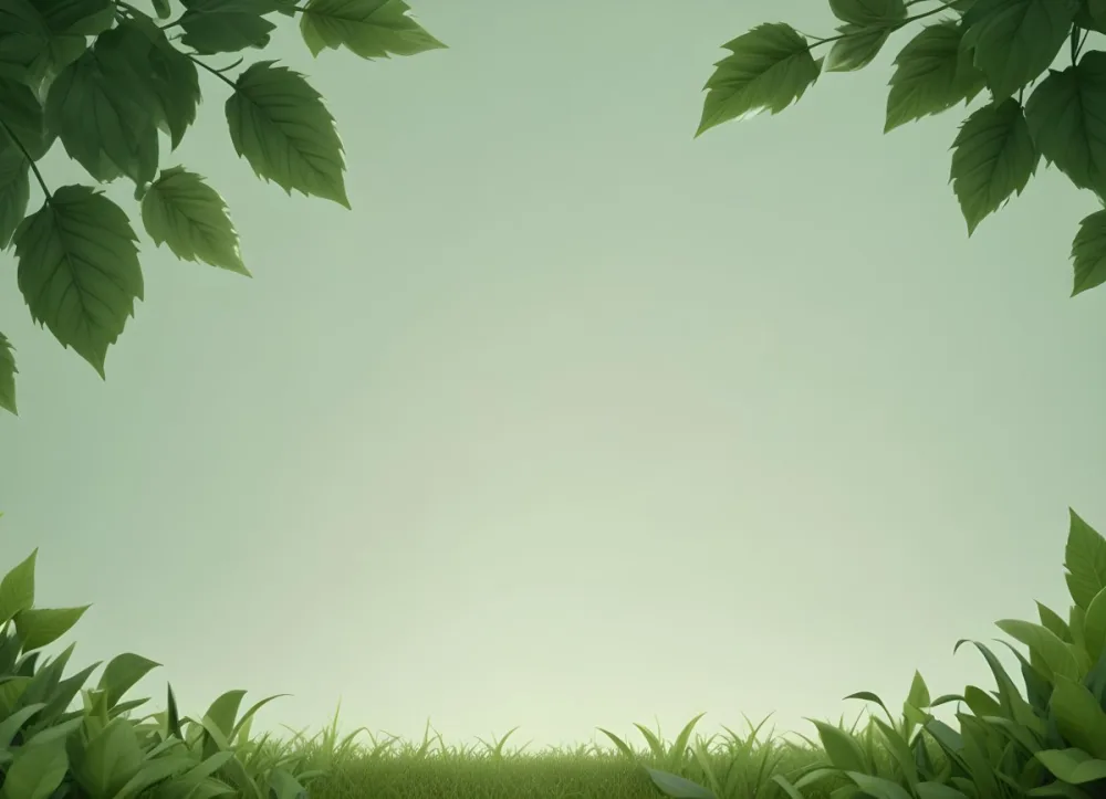 Digital Painting Green Leaves At The Top With A Soft Green Background And A Hint Of Grass At The Bottom Bold And Slim Lines Brush Strokes 40 2bf0