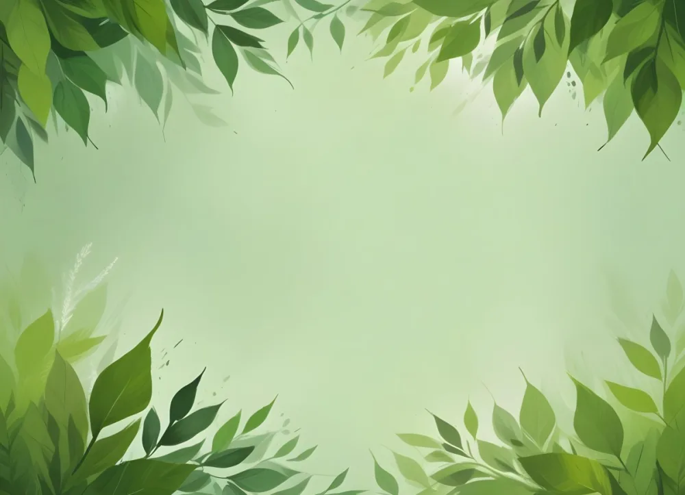 Digital Painting Green Leaves At The Top With A Soft Green Background And A Hint Of Grass At The Bottom Bold And Slim Lines Brush Strokes 49 4e6a