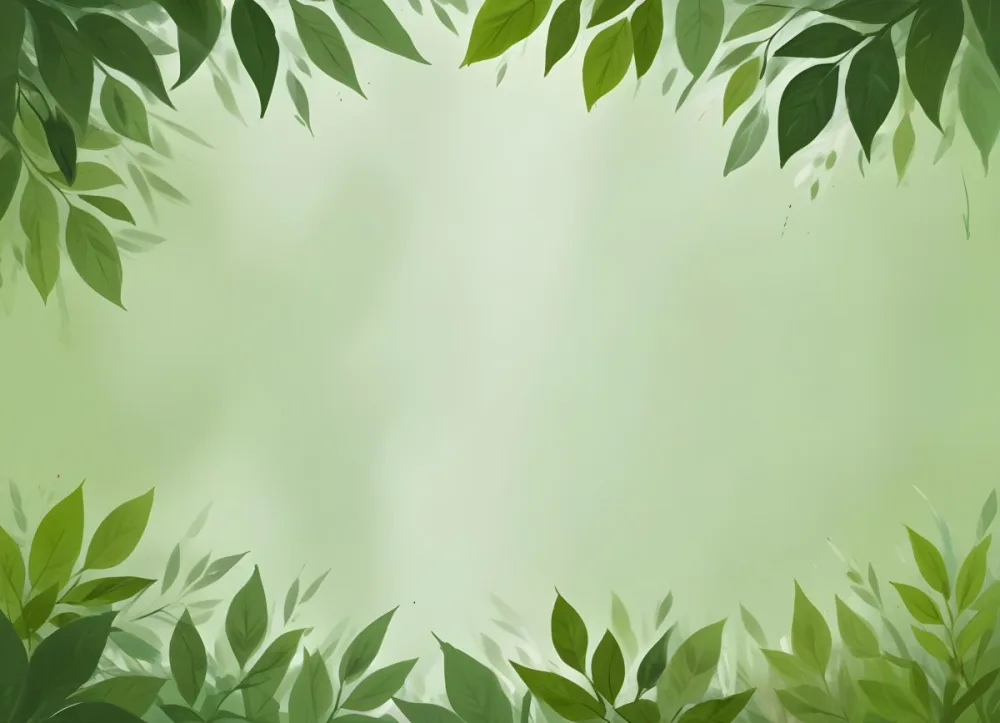Digital Painting Green Leaves At The Top With A Soft Green Background And A Hint Of Grass At The Bottom Bold And Slim Lines Brush Strokes 53 A3d0