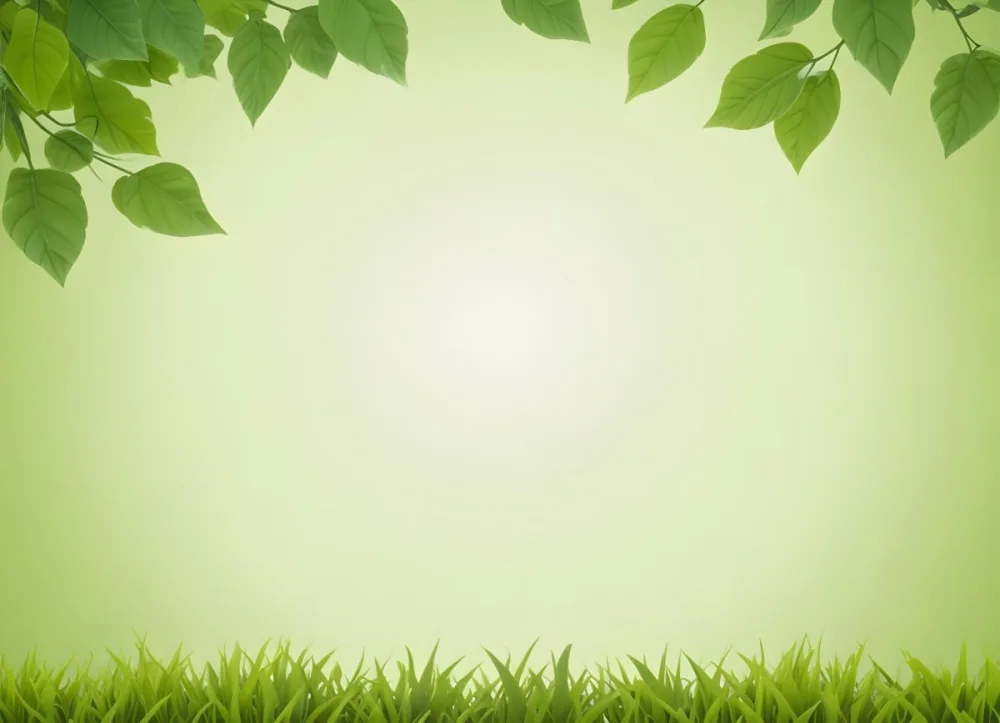 Digital Painting Green Leaves At The Top With A Soft Green Background And A Hint Of Grass At The Bottom Bold And Slim Lines Brush Strokes 54 4363