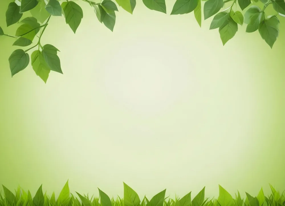 Digital Painting Green Leaves At The Top With A Soft Green Background And A Hint Of Grass At The Bottom Bold And Slim Lines Brush Strokes 58 5898