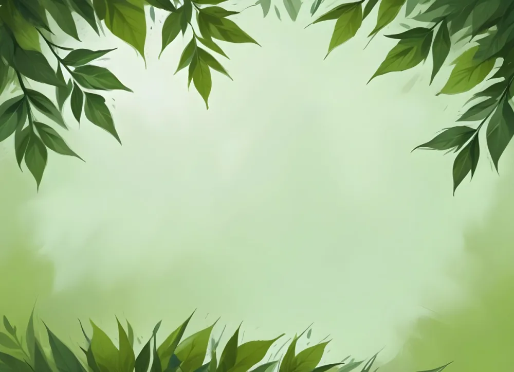 Digital Painting Green Leaves At The Top With A Soft Green Background And A Hint Of Grass At The Bottom Bold And Slim Lines Brush Strokes 6 E93e