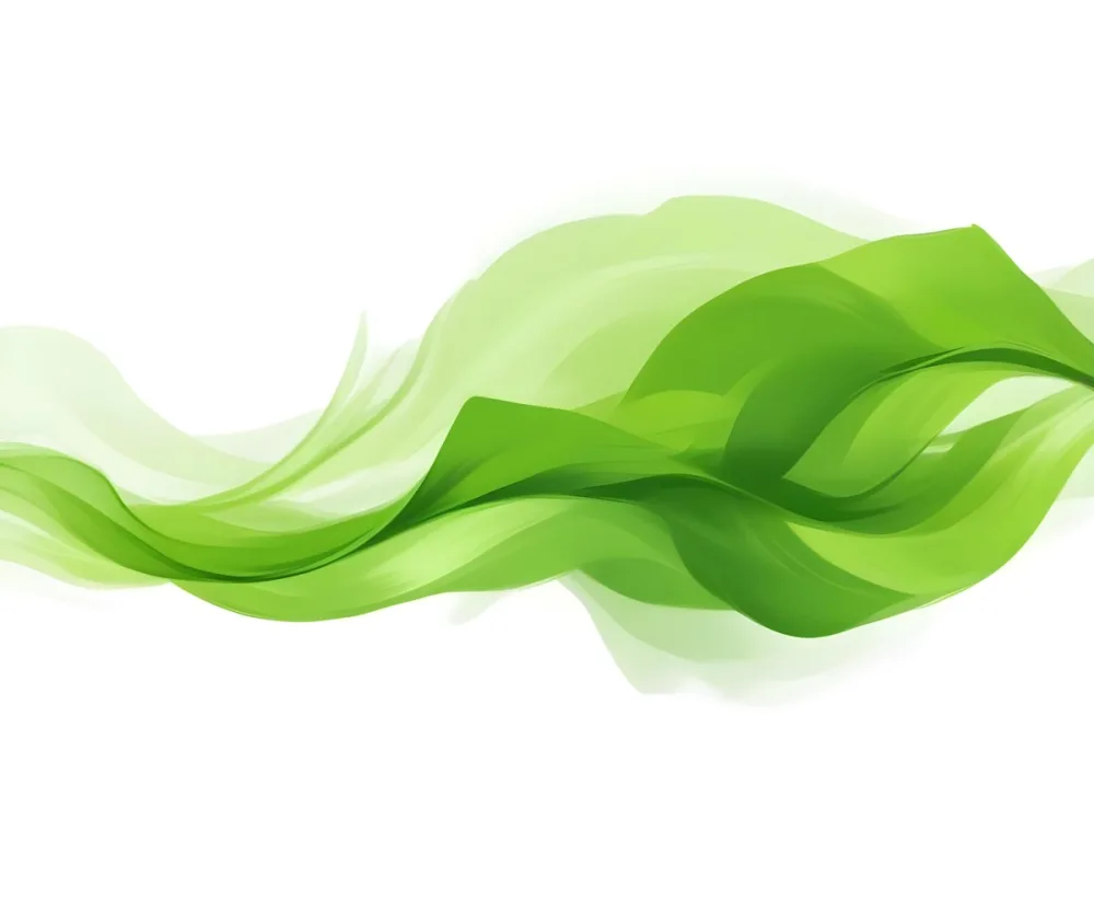 Digital Painting Green Leaves With A Green Wave On A White Background The Leaves Are Bright Green And The Wave Is A Lighter Green Bold And Slim Lines Brush Strokes 17 804a