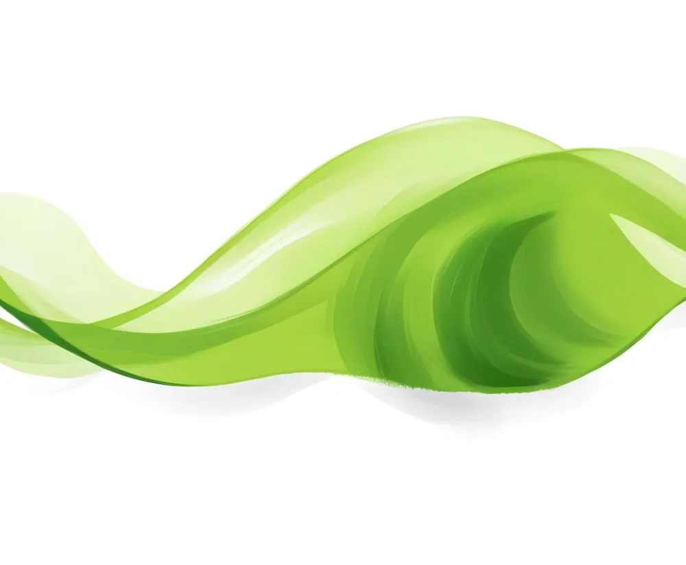 Digital Painting Green Leaves With A Green Wave On A White Background The Leaves Are Bright Green And The Wave Is A Lighter Green Bold And Slim Lines Brush Strokes 5 3346