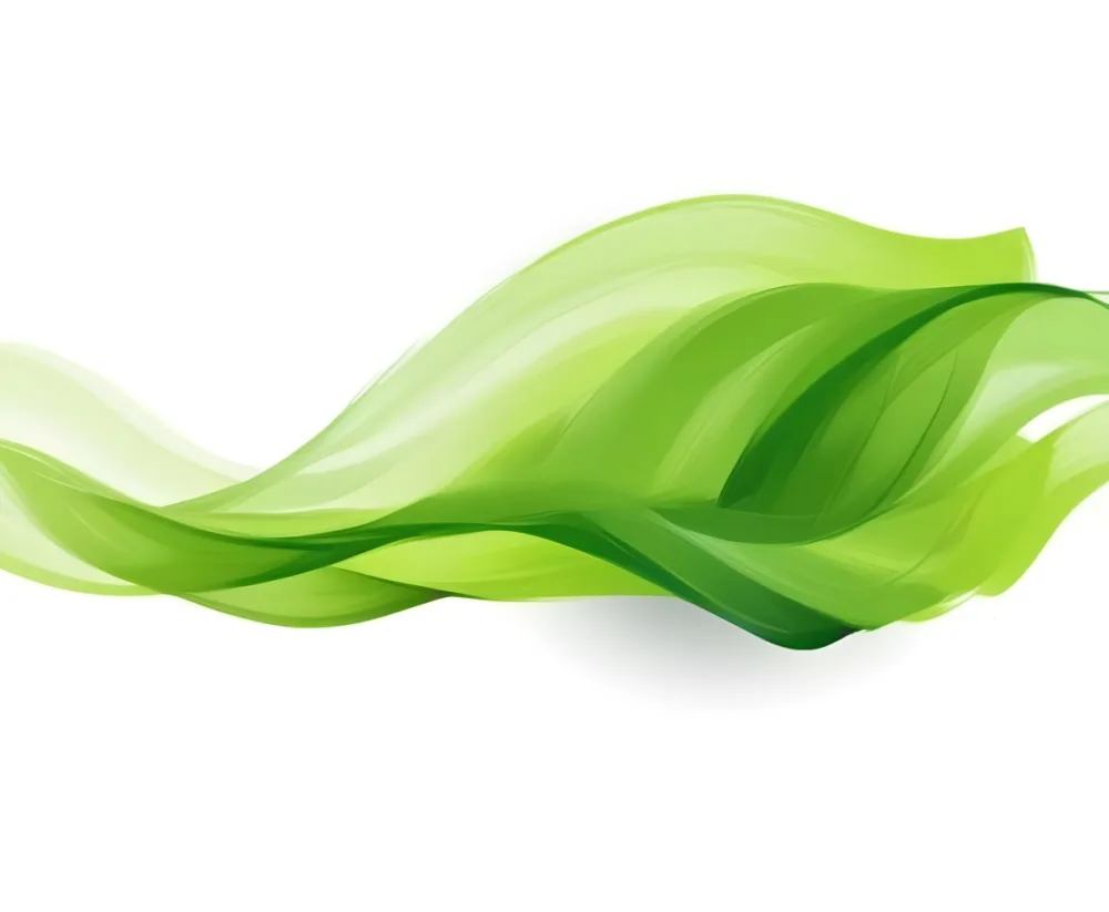 Digital Painting Green Leaves With A Green Wave On A White Background The Leaves Are Bright Green And The Wave Is A Lighter Green Bold And Slim Lines Brush Strokes 8 97ff