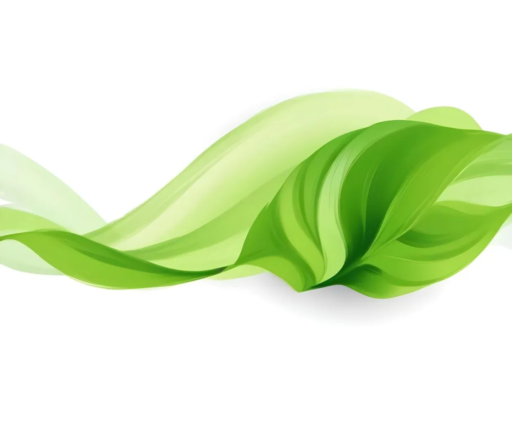 Digital Painting Green Leaves With A Green Wave On A White Background The Leaves Are Bright Green And The Wave Is A Lighter Green Bold And Slim Lines Brush Strokes 9 1db3