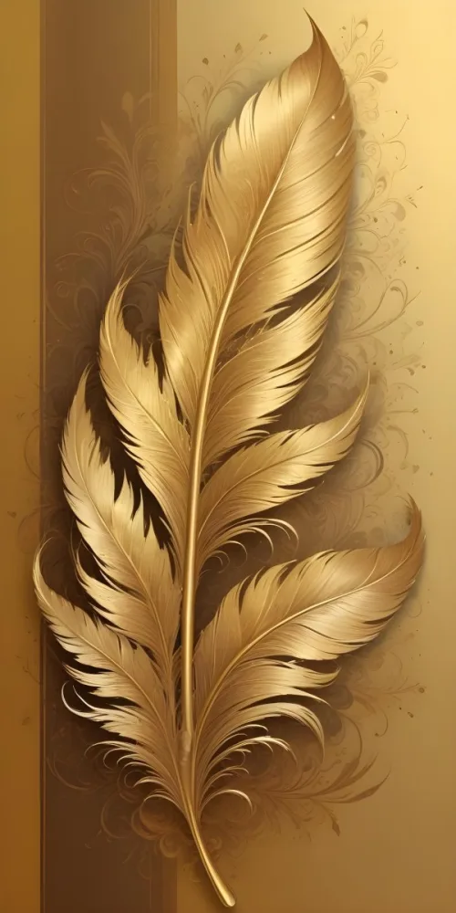 Digital Painting Ornate Golden Feather Like Patterns With Intricate Swirls And Curves Creating A Luxurious And Decorative Design Bold And Slim Lines Brush Strokes 10 0cb3