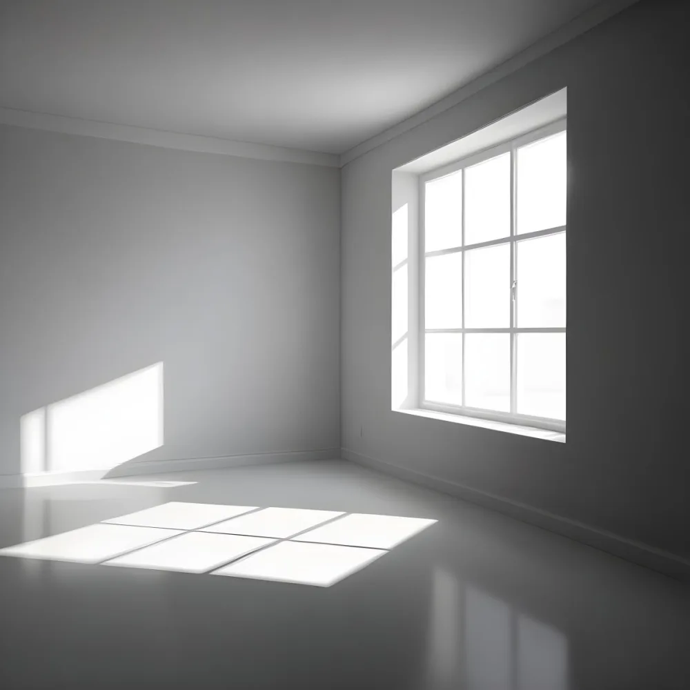 Empty White Room With A Window Sunlight Coming Through The Window Casting Shadows On The Floor And Walls Minimalist Design Clean And Bright 18 51a7