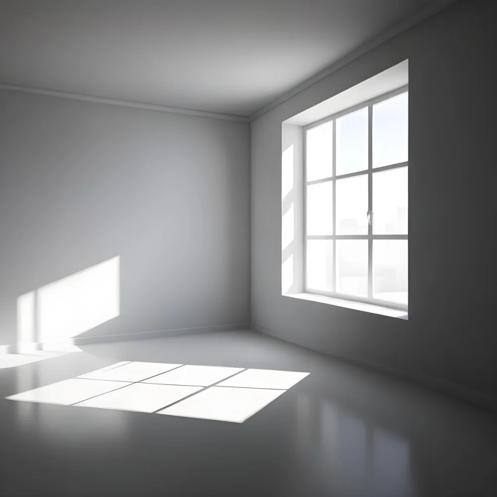 Empty White Room With A Window Sunlight Coming Through The Window Casting Shadows On The Floor And Walls Minimalist Design Clean And Bright 38 5a1b