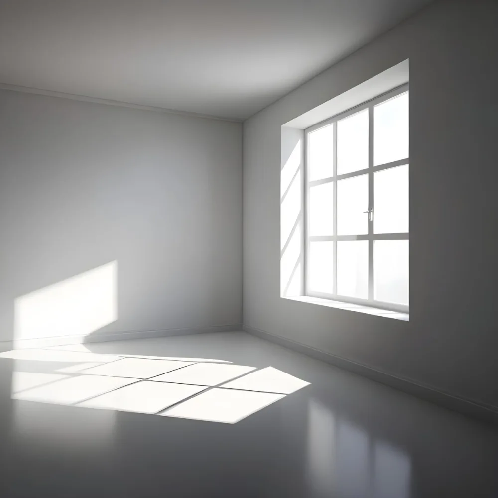 Empty White Room With A Window Sunlight Coming Through The Window Casting Shadows On The Floor And Walls Minimalist Design Clean And Bright 39 8fb6