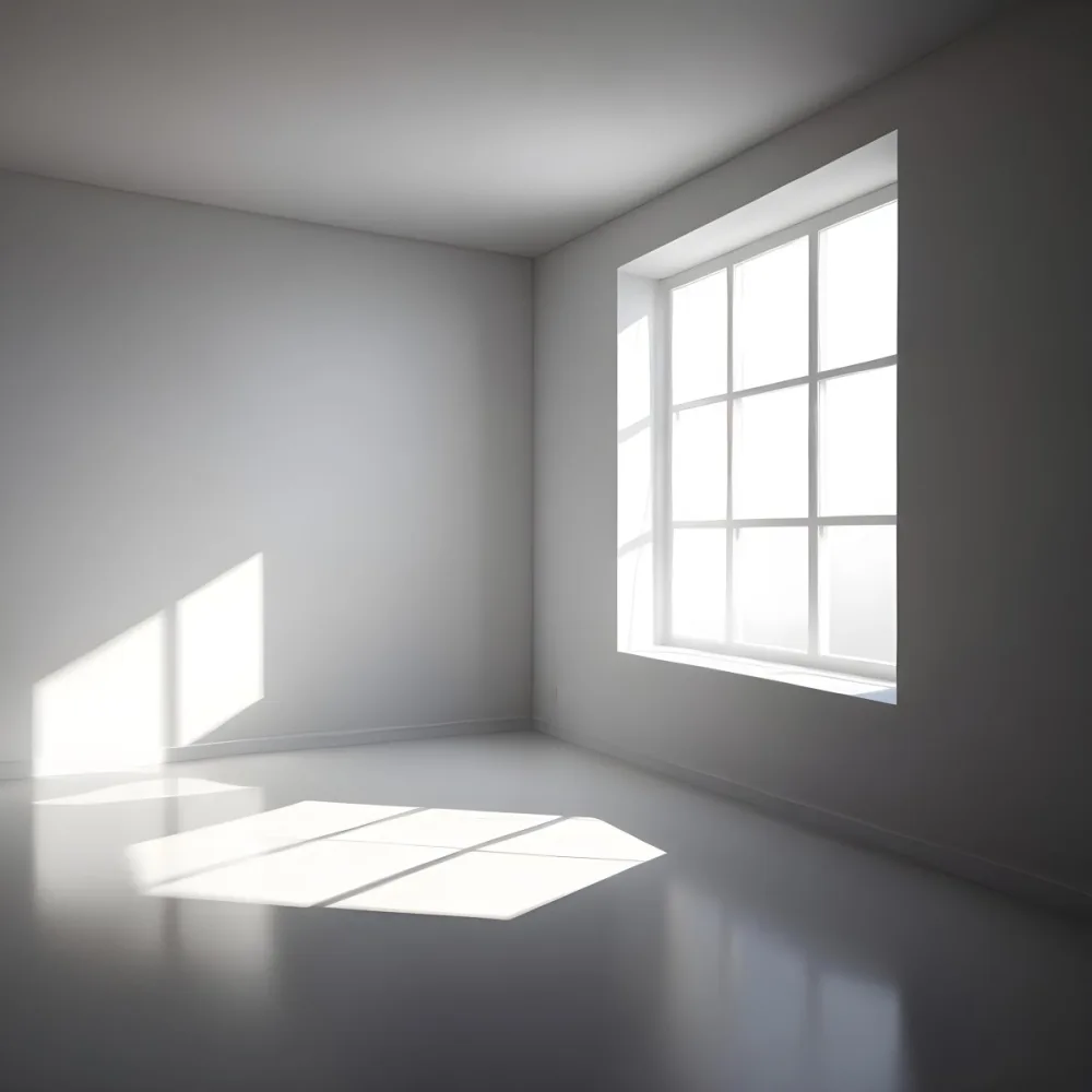 Empty White Room With A Window Sunlight Coming Through The Window Casting Shadows On The Floor And Walls Minimalist Design Clean And Bright 42 Bdd3
