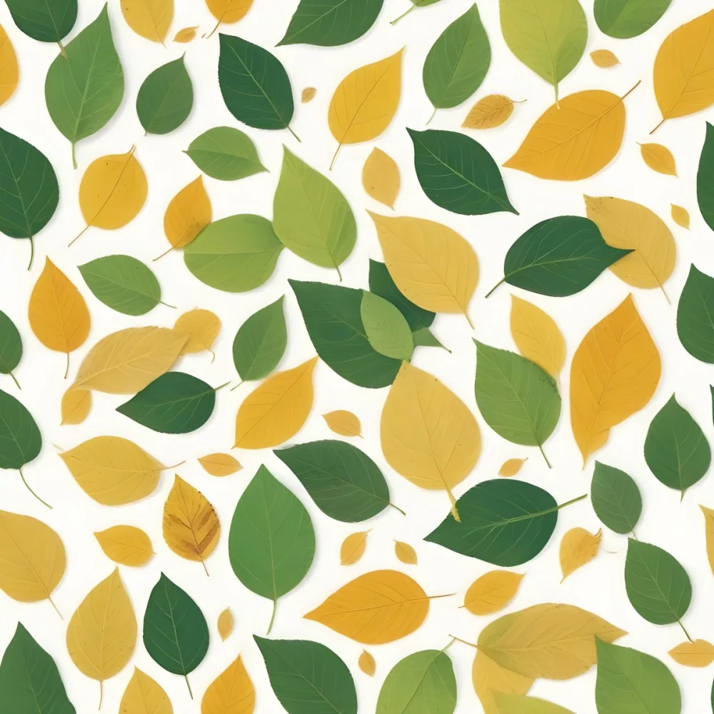 Green And Yellow Leaves Scattered Across A White Background 7 4c68