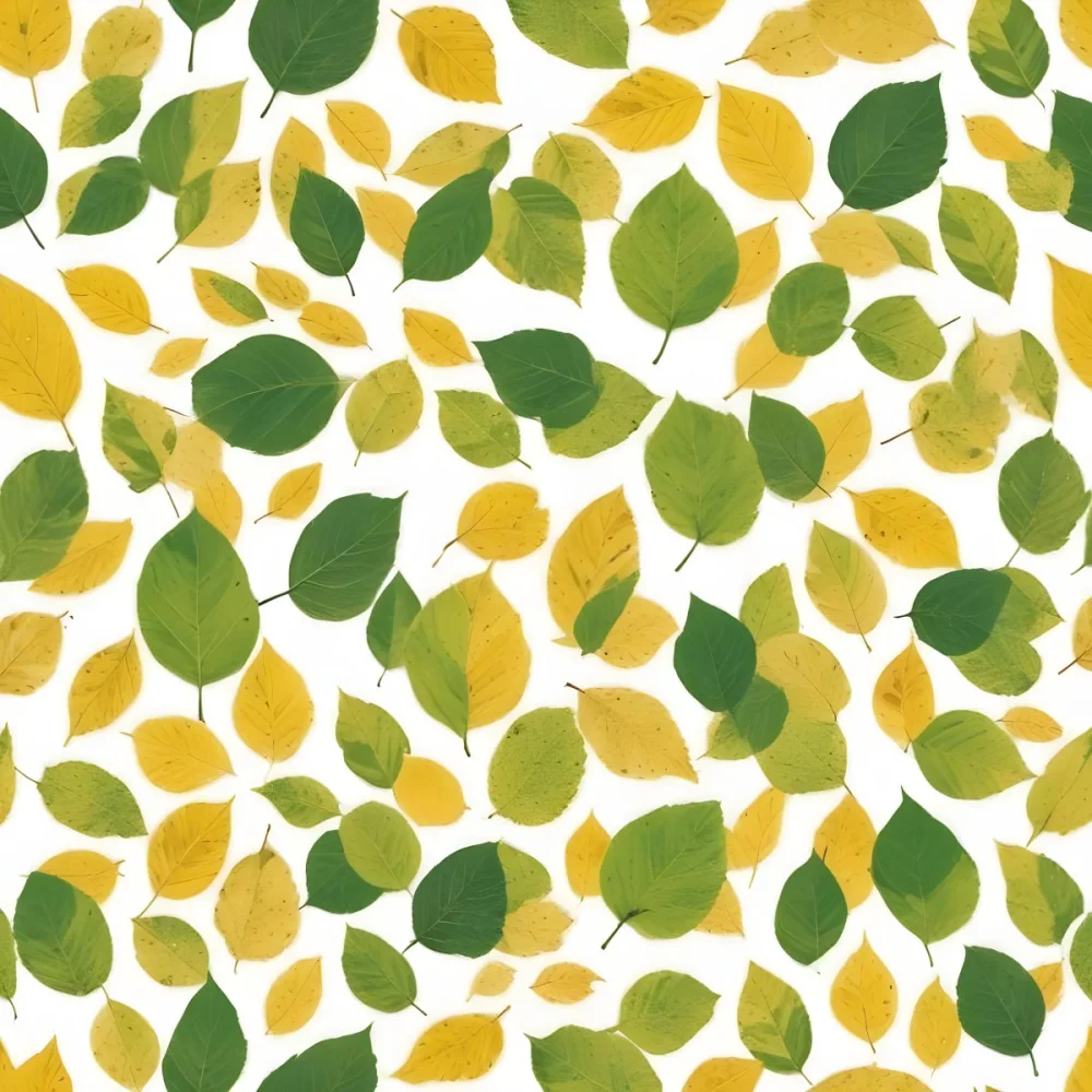 Green And Yellow Leaves Scattered Across A White Background 9 5c48