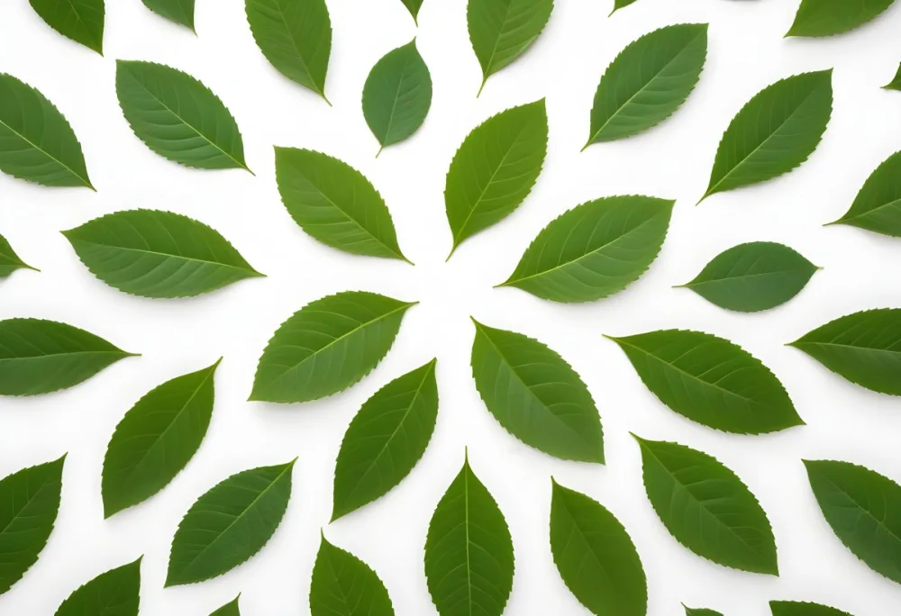 Green Leaves Close Up View Of Various Shapes And Sizes Of Fresh Vibrant Green Leaves Against A White Background 28 0eee