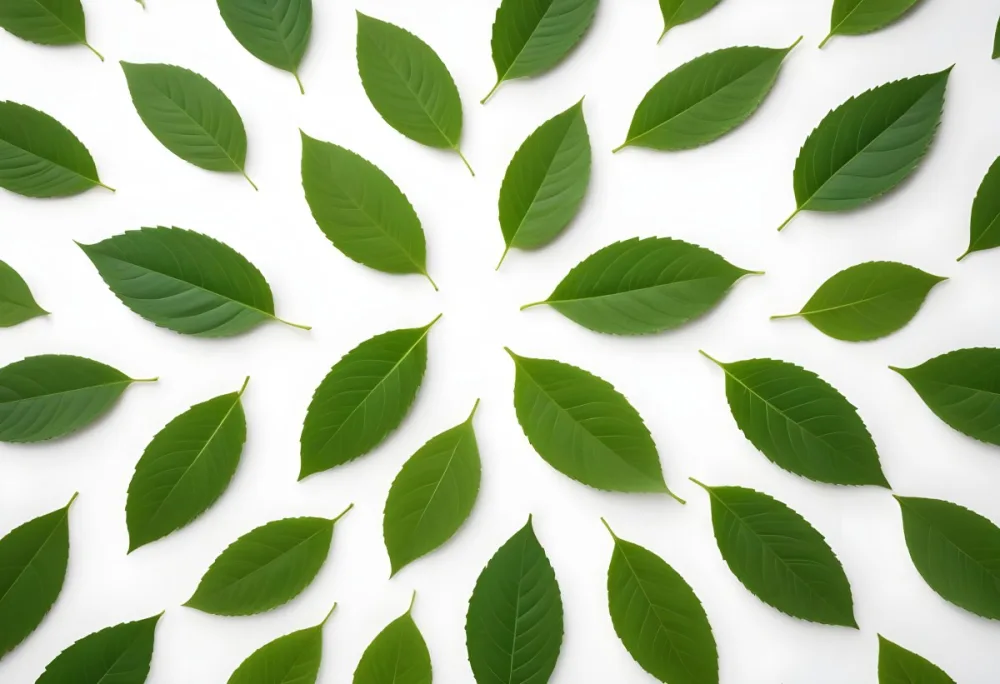 Green Leaves Close Up View Of Various Shapes And Sizes Of Fresh Vibrant Green Leaves Against A White Background 34 Cdd7