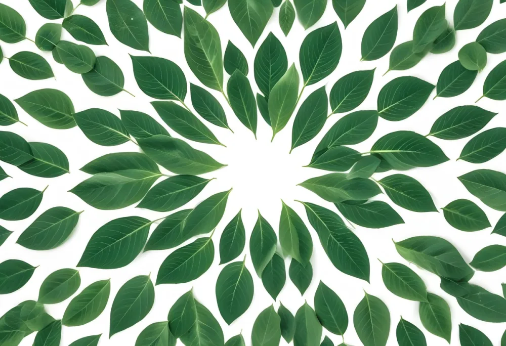Green Leaves Close Up View Of Various Shapes And Sizes Of Fresh Vibrant Green Leaves Against A White Background 37 7392