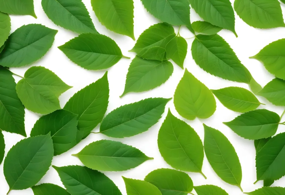 Green Leaves Close Up View Of Various Shapes And Sizes Of Fresh Vibrant Green Leaves Against A White Background 4 C2ab