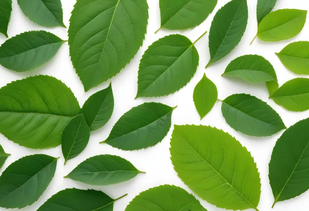 Green Leaves Close Up View Of Various Shapes And Sizes Of Fresh Vibrant Green Leaves Against A White Background 6 26ac