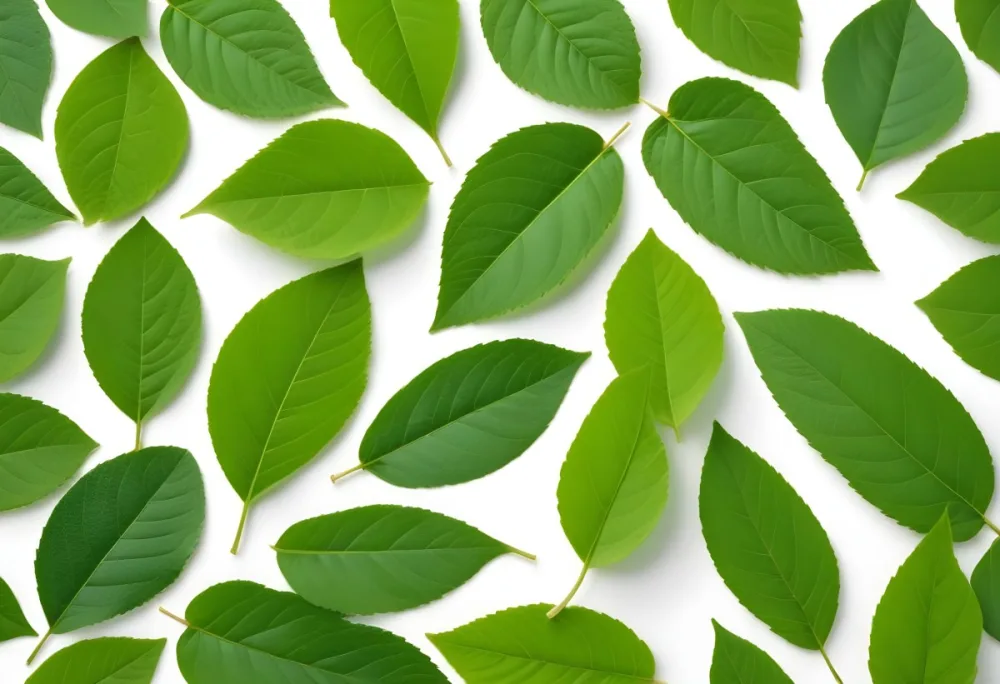 Green Leaves Close Up View Of Various Shapes And Sizes Of Fresh Vibrant Green Leaves Against A White Background 8 A9eb