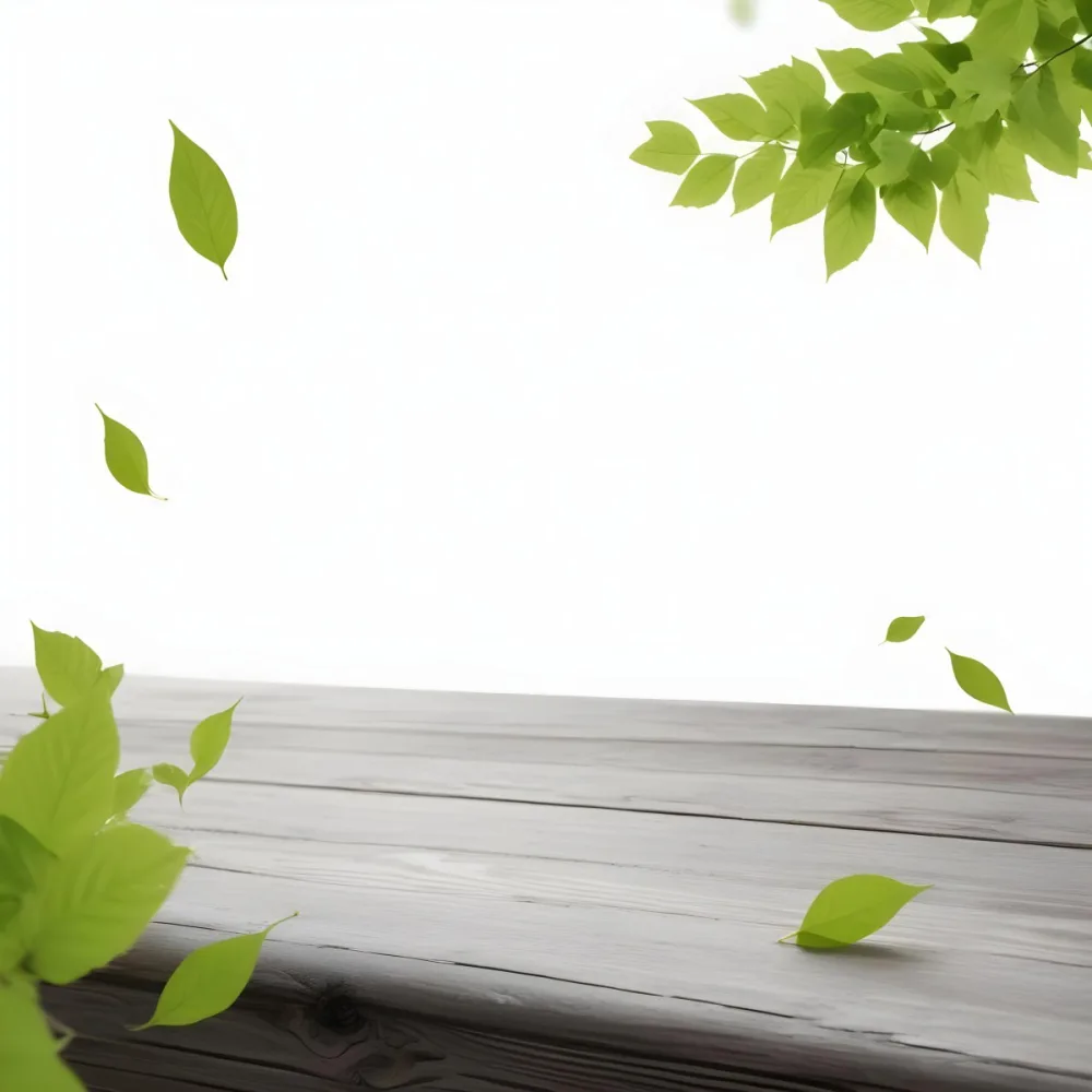 Green Leaves Floating Over A Wooden Surface 6 F710