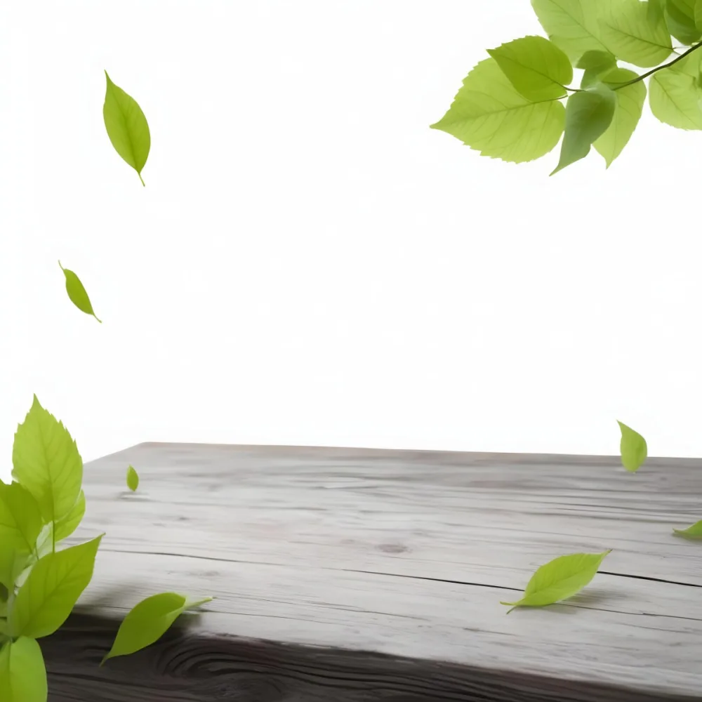 Green Leaves Floating Over A Wooden Surface 7 8a51