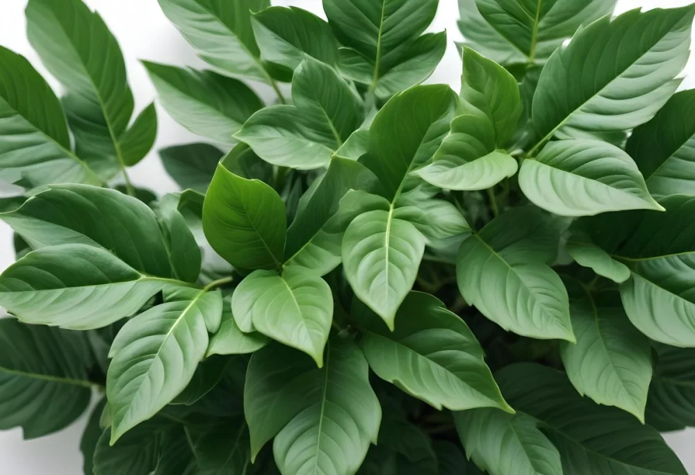 Green Leaves Of A Plant Against A White Background 2 90c4