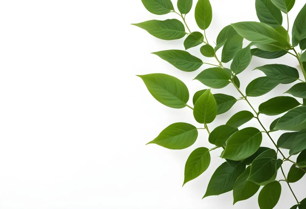 Green Leaves Of A Plant Against A White Background 36 A6a4
