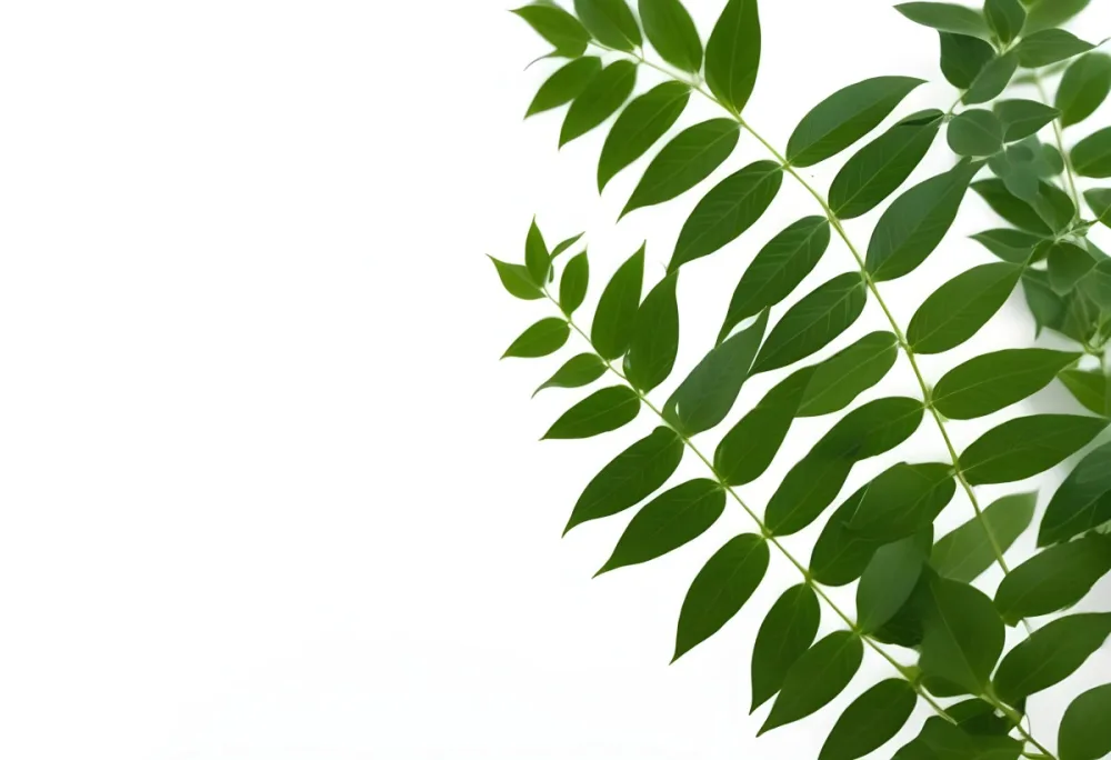 Green Leaves Of A Plant Against A White Background 40 2d5a