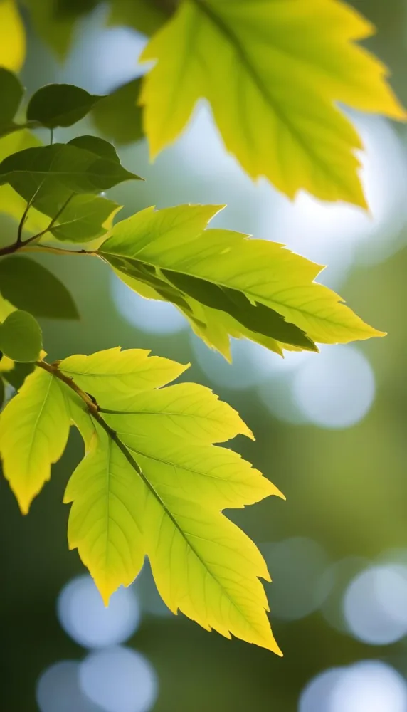 Green Leaves On A Branch Against A Blurred Green Background 4 258d