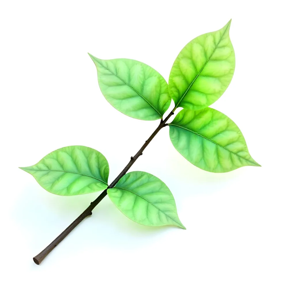 Green Leaves On A Branch With A Single Leaf Next To It Isolated On A White Background Studio Shot Natural Light 12 Eb91