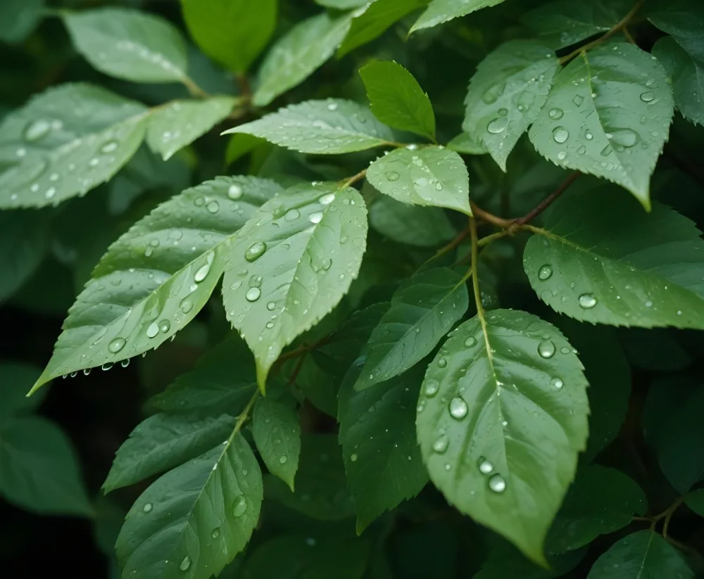 Green Leaves With Water Droplets 7 F390