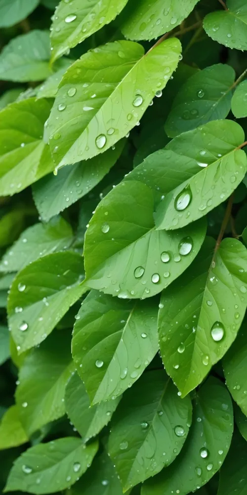 Green Leaves With Water Droplets A Lush And Vibrant Natural Background 12 5cb2