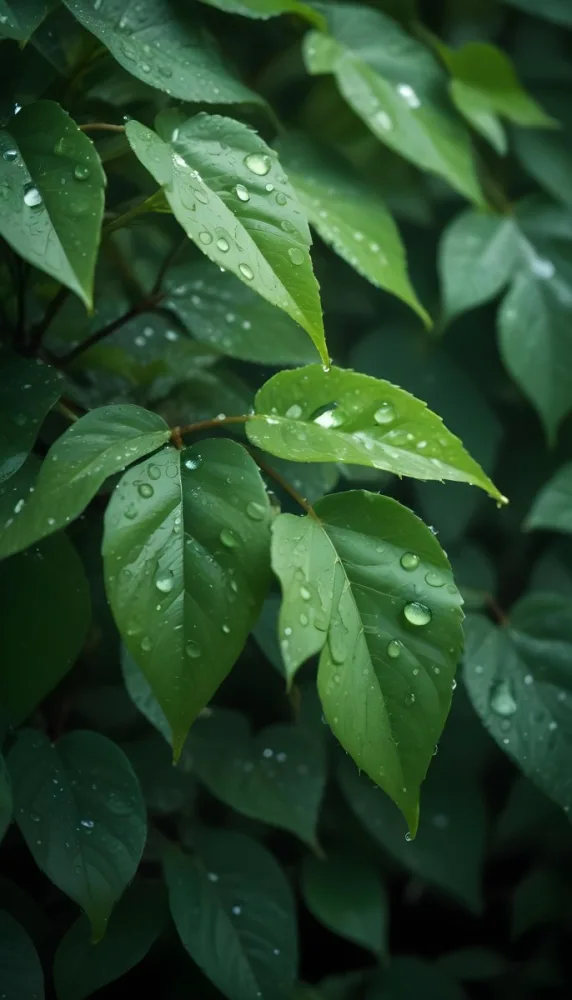 Green Leaves With Water Droplets A Lush And Vibrant Natural Background 14 8bf9