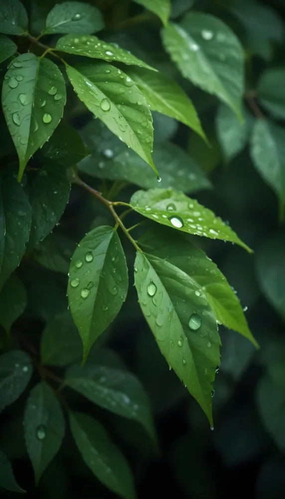 Green Leaves With Water Droplets A Lush And Vibrant Natural Background 15 E799