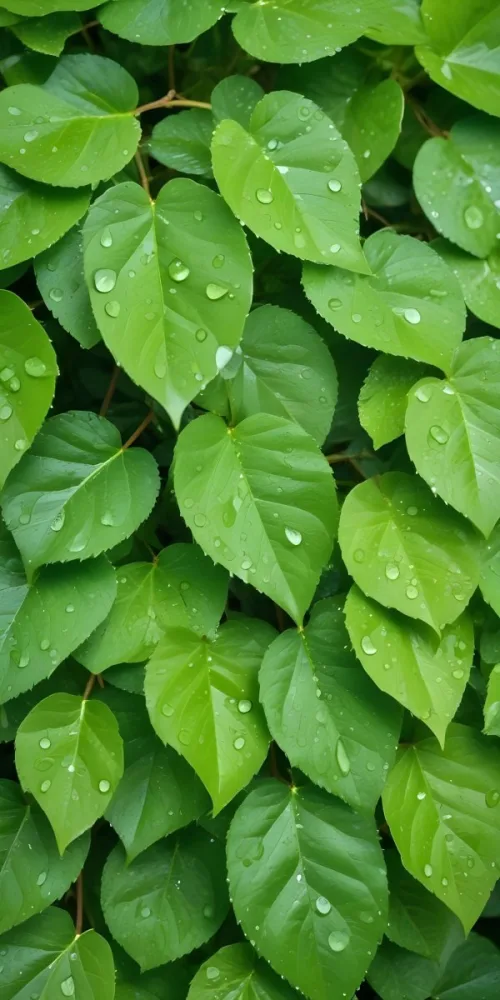 Green Leaves With Water Droplets A Lush And Vibrant Natural Background 4 A880