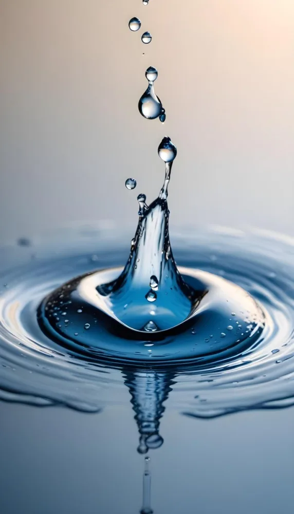 Minimal Soft Studio Light Photography A Close Up Of A Water Droplet Splashing On A Surface Creating A Circular Pattern With Ripples And Reflections High Detail Solid Bold Color Background 1 6be9