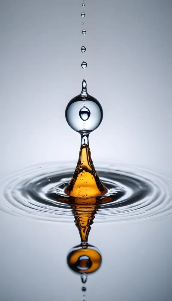 Minimal Soft Studio Light Photography A Close Up Of A Water Droplet Splashing On A Surface Creating A Circular Pattern With Ripples And Reflections High Detail Solid Bold Color Background 10 57d8