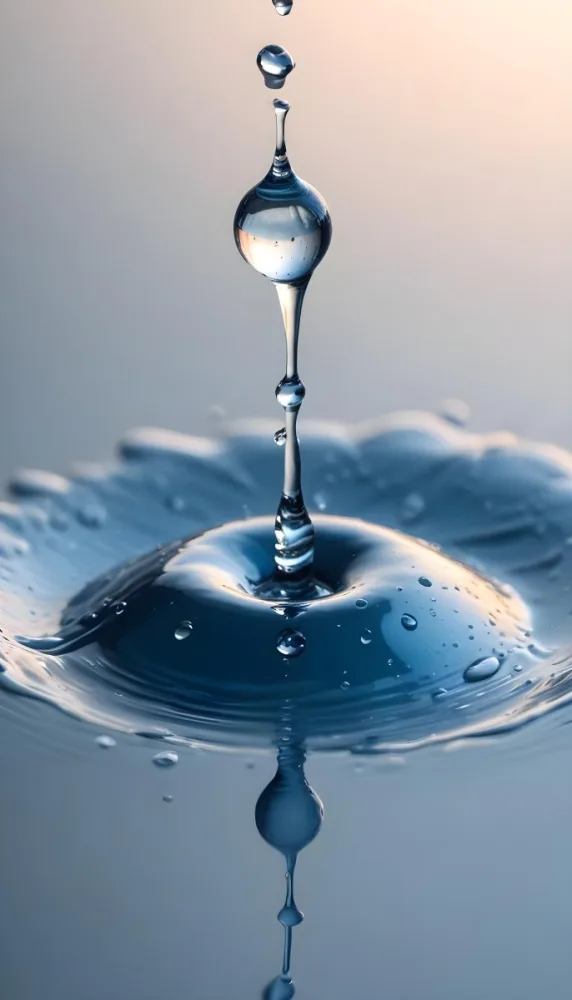 Minimal Soft Studio Light Photography A Close Up Of A Water Droplet Splashing On A Surface Creating A Circular Pattern With Ripples And Reflections High Detail Solid Bold Color Background 16 83bb