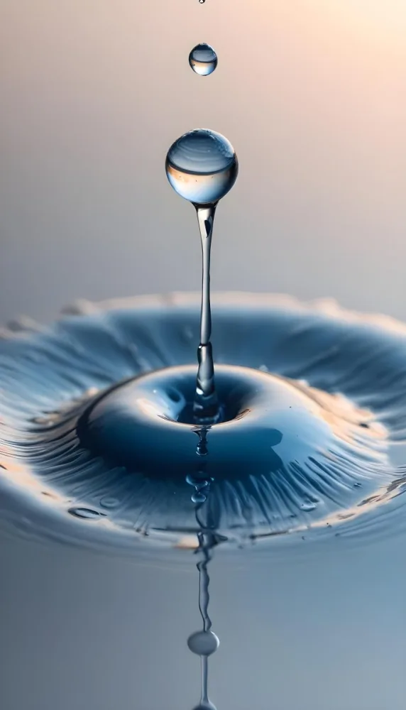 Minimal Soft Studio Light Photography A Close Up Of A Water Droplet Splashing On A Surface Creating A Circular Pattern With Ripples And Reflections High Detail Solid Bold Color Background 19 0c8c