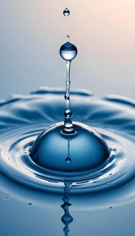 Minimal Soft Studio Light Photography A Close Up Of A Water Droplet Splashing On A Surface Creating A Circular Pattern With Ripples And Reflections High Detail Solid Bold Color Background 21 131b