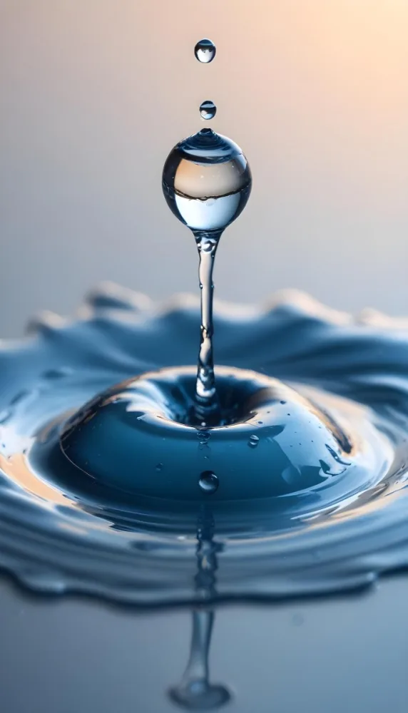 Minimal Soft Studio Light Photography A Close Up Of A Water Droplet Splashing On A Surface Creating A Circular Pattern With Ripples And Reflections High Detail Solid Bold Color Background 22 8e4e