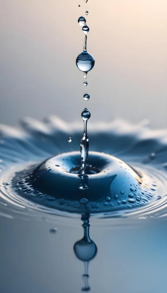 Minimal Soft Studio Light Photography A Close Up Of A Water Droplet Splashing On A Surface Creating A Circular Pattern With Ripples And Reflections High Detail Solid Bold Color Background 23 4e4c